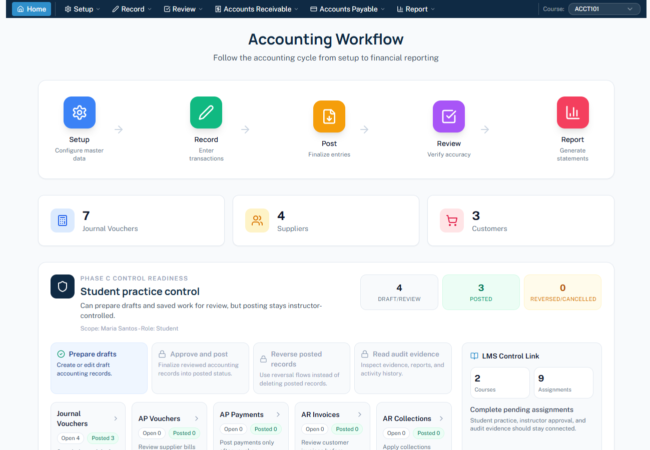 MaceSuite student workflow screen
